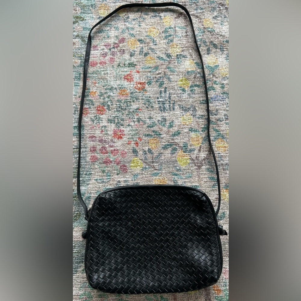 Vintage Ganson Interwoven Leather Zipper Shoulder Bag